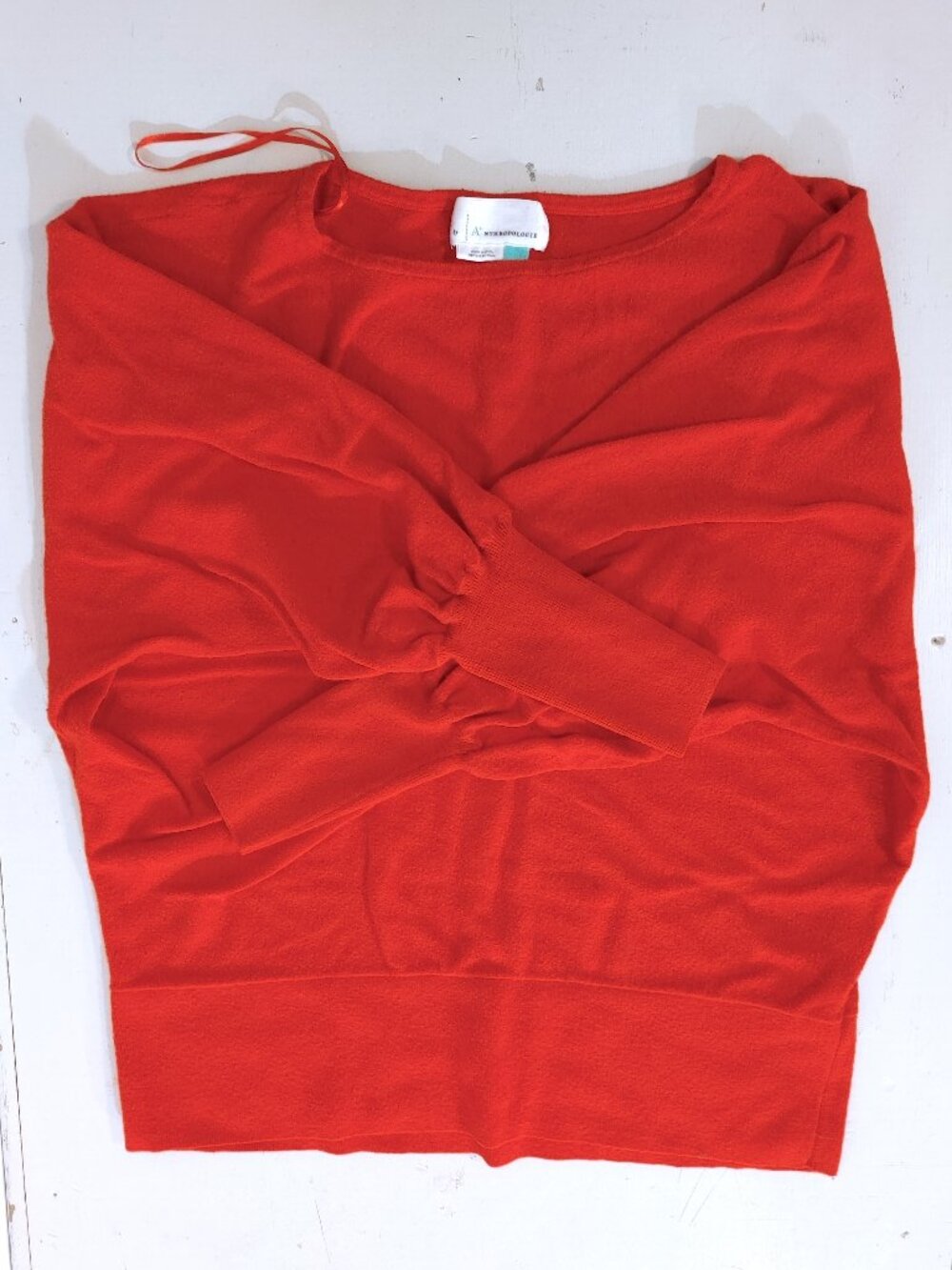 1X vibrant red Anthopologie boatneck pullover sweater with batwing sleeves